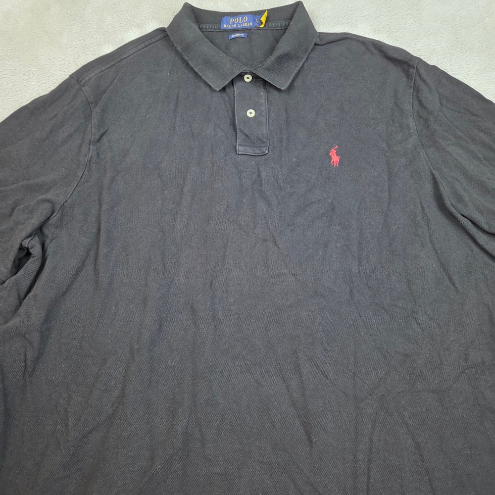 Polo Ralph Lauren Polo Shirt Mens XXL Classic Fit Short Sleeve Pique Black Red